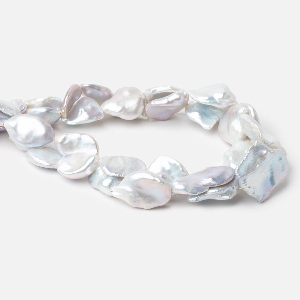 12x11 - 22x20mm Pale Silver Keshi Freshwater Pearls 16 inch 21 beads AA - Beadsofcambay.com