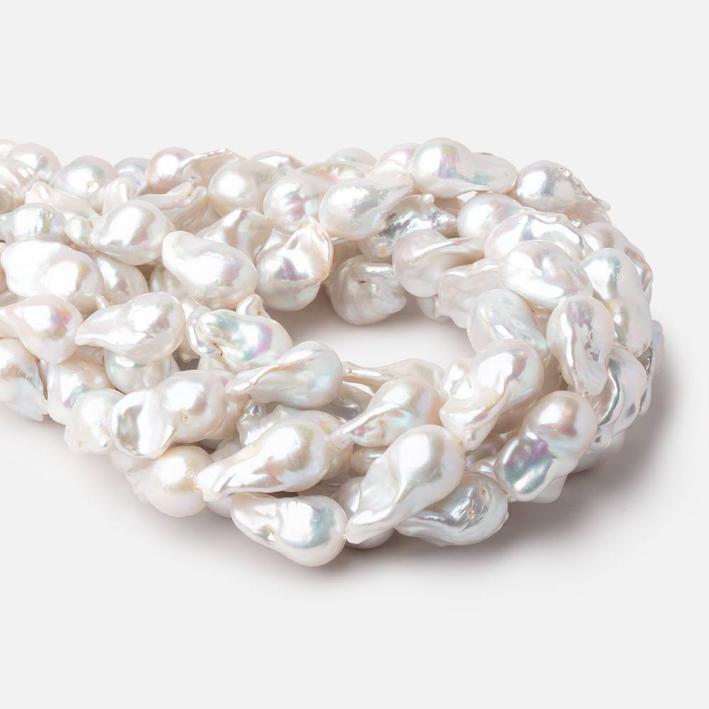 12x18 - 14x23mm White Ultra Baroque Freshwater Pearls 15.5 inch 17 Beads AA - Beadsofcambay.com