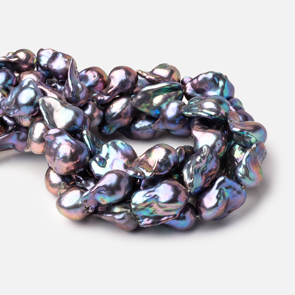 12x22 - 14x24mm Peacock Ultra Baroque Freshwater Pearls 16 inch 17 Beads AA - Beadsofcambay.com