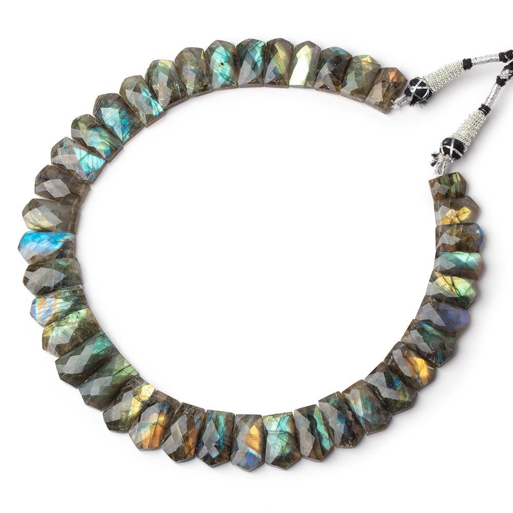 12x8 - 22x11mm Labradorite double drilled faceted fancy shape collar 38 beads - Beadsofcambay.com