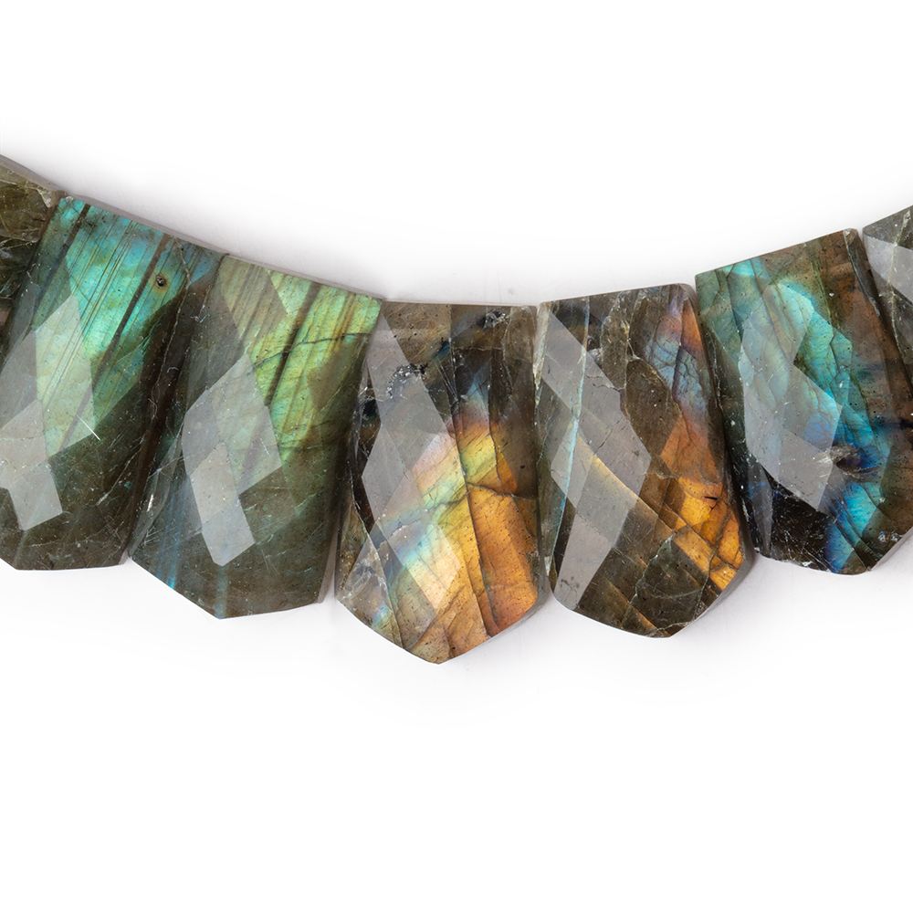 12x8 - 22x11mm Labradorite double drilled faceted fancy shape collar 38 beads - Beadsofcambay.com
