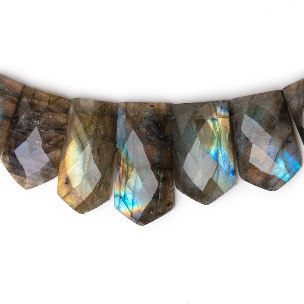 12x8 - 25x12mm Labradorite double drilled faceted fancy shape collar 37 beads - Beadsofcambay.com