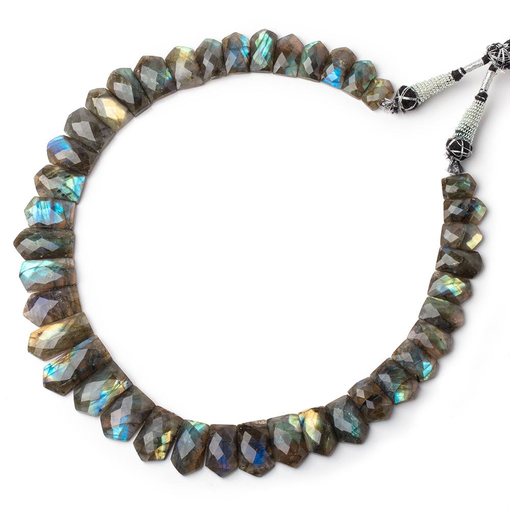 12x8 - 25x12mm Labradorite double drilled faceted fancy shape collar 37 beads - Beadsofcambay.com