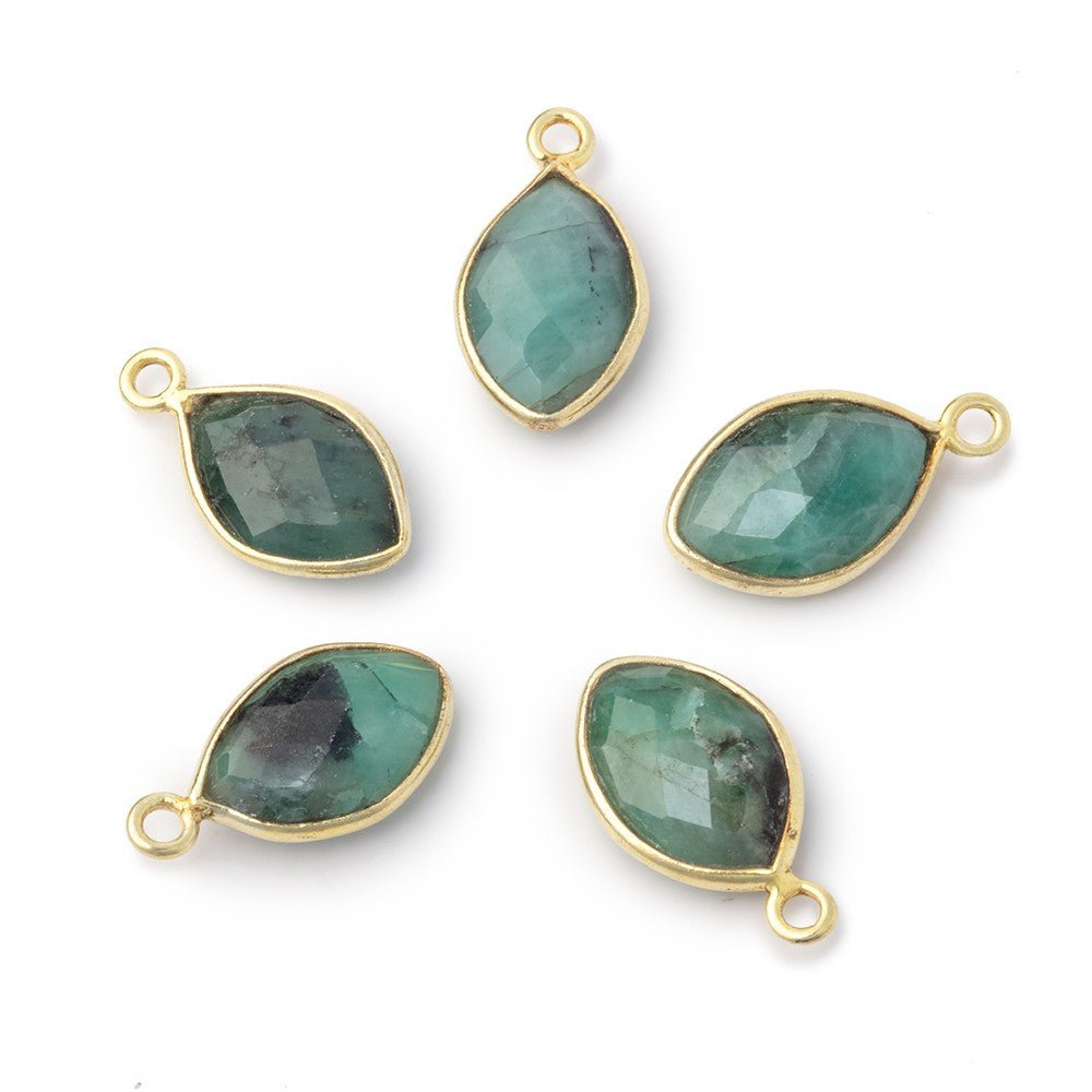 12x8mm Vermeil Bezel Emerald Marquise Pendant 1 piece - Beadsofcambay.com