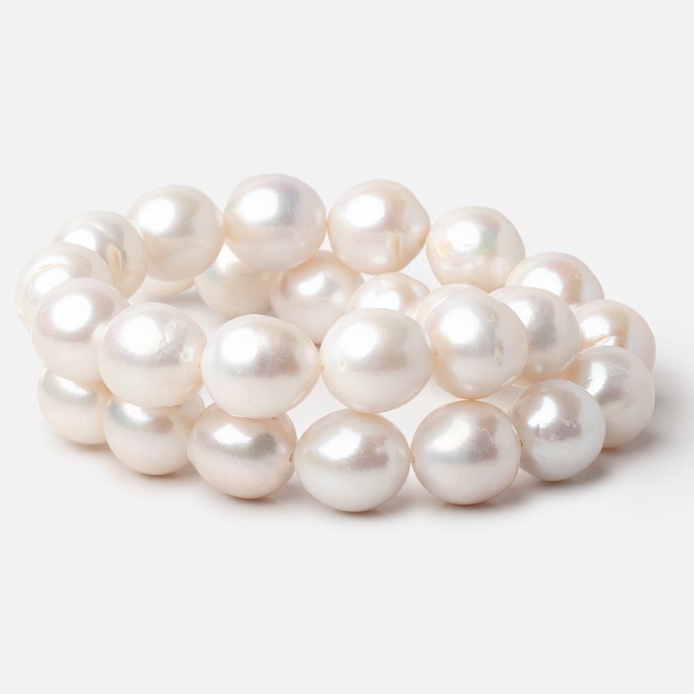 13 - 14.5mm Off White Baroque Freshwater Pearls 16 inch 29 pieces - Beadsofcambay.com