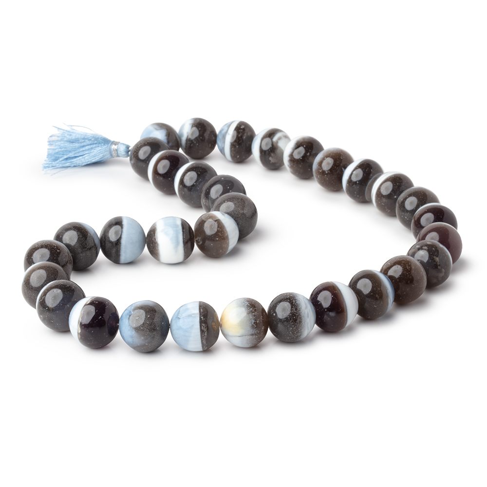 13-14mm Owyhee Blue Opal & Gray Agate Plain Round Beads 16 inch 31 pieces - Beadsofcambay.com