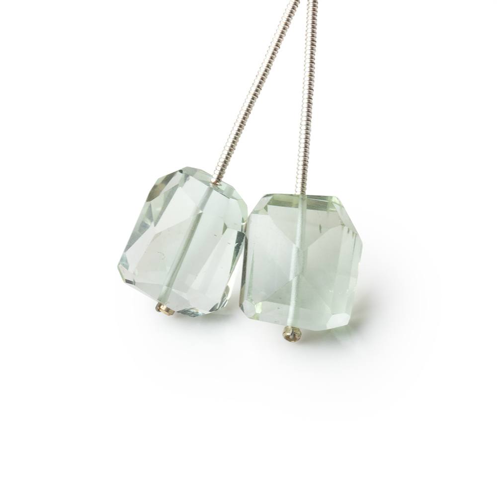 13-14mm Prasiolite Faceted Nugget Focal Set of 2 Beads - Beadsofcambay.com