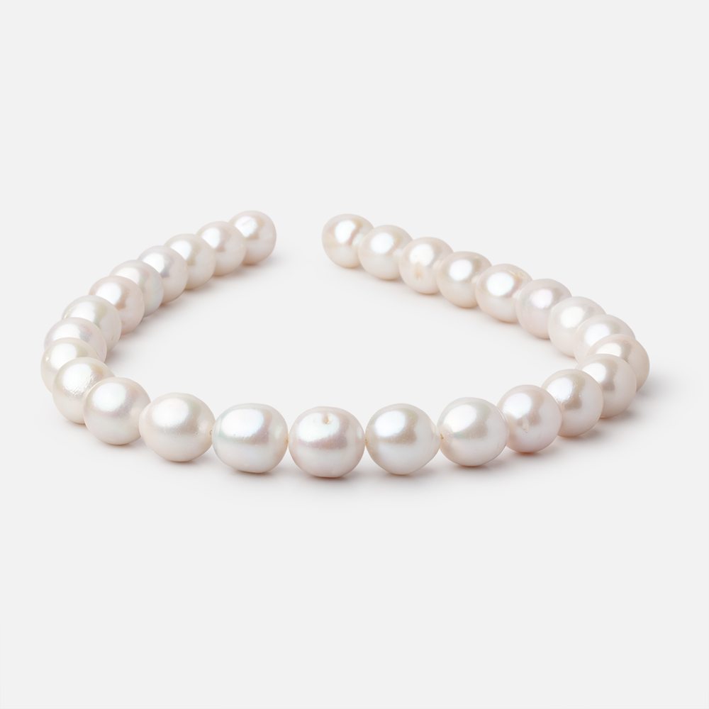 13 - 14mm White Baroque Freshwater Pearls 16 inch 28 Beads AA - Beadsofcambay.com