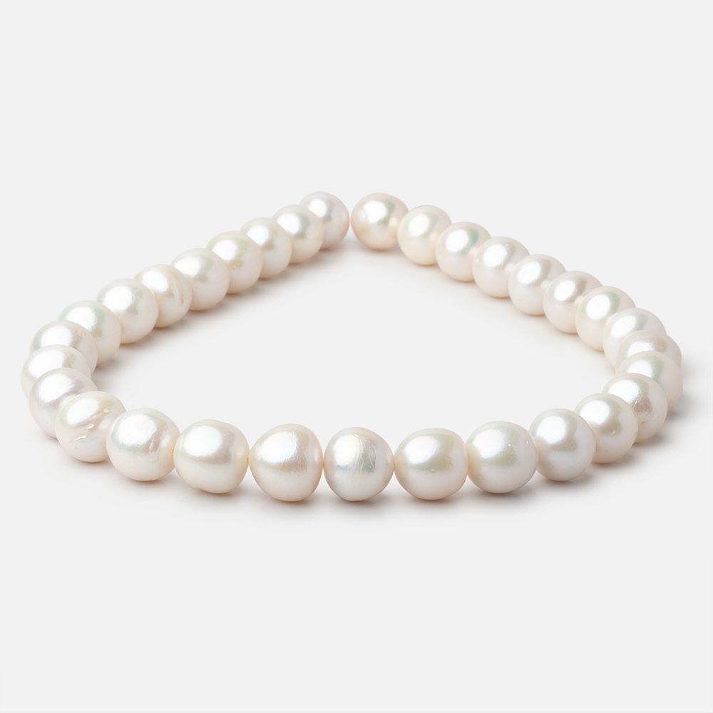13 - 14mm White Baroque Freshwater Pearls 16 inch 31 Beads AA - Beadsofcambay.com