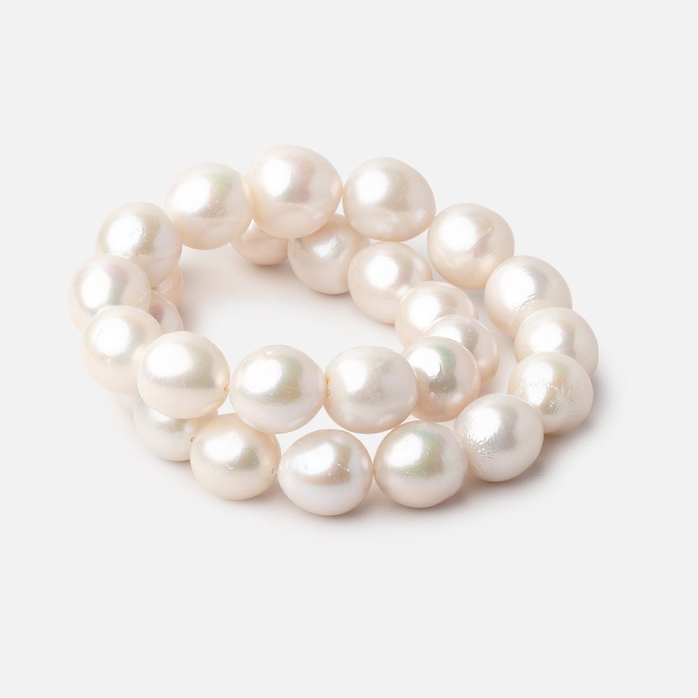 13 - 15mm Off White Baroque Freshwater Pearls 16.5 inch 29 pieces - Beadsofcambay.com