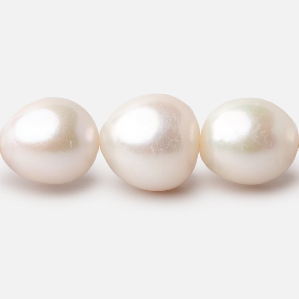 13 - 15mm Off White Baroque Freshwater Pearls 16.5 inch 29 pieces - Beadsofcambay.com