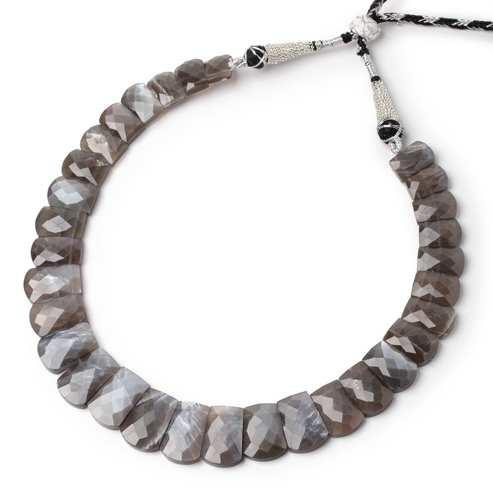 13 - 20mm Platinum Gray Moonstone Faceted Fancy Shape Collar 31 Beads - Beadsofcambay.com