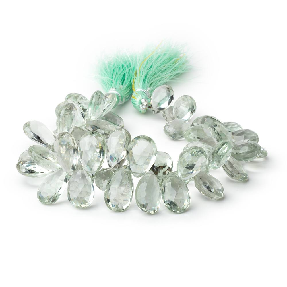 11-15mm Prasiolite Faceted Pear Beads 7.5 inch 46 pieces AAA - BeadsofCambay.com