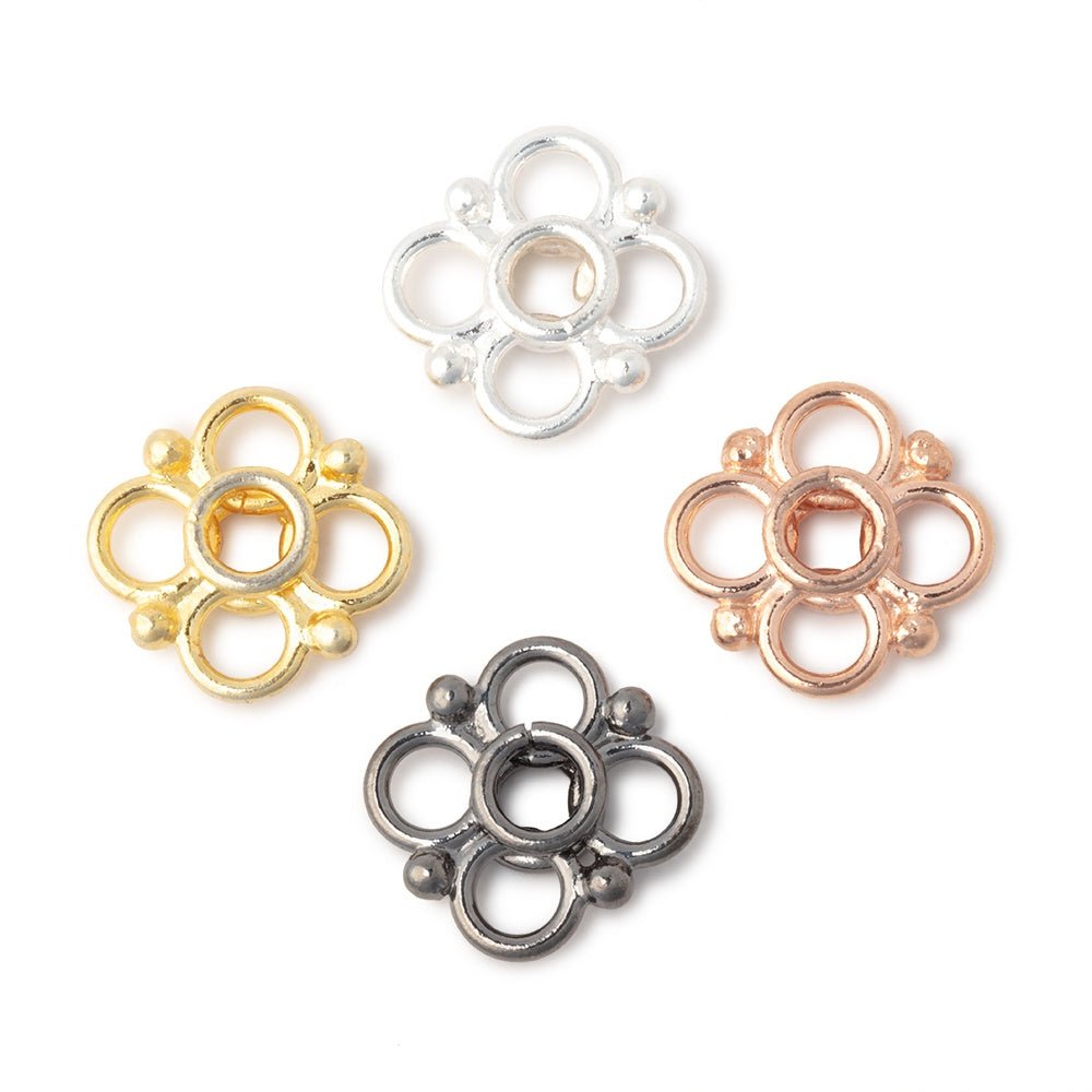 13mm Quatrefoil with 2mm Large Hole Spacer Set of 6 Pieces - Beadsofcambay.com