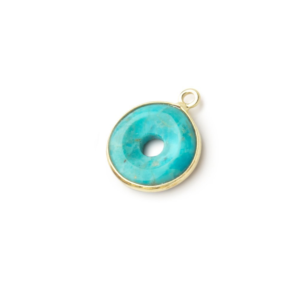 13mm Vermeil Bezel Turquoise Howlite Coin with Void 1 Pendant - Beadsofcambay.com