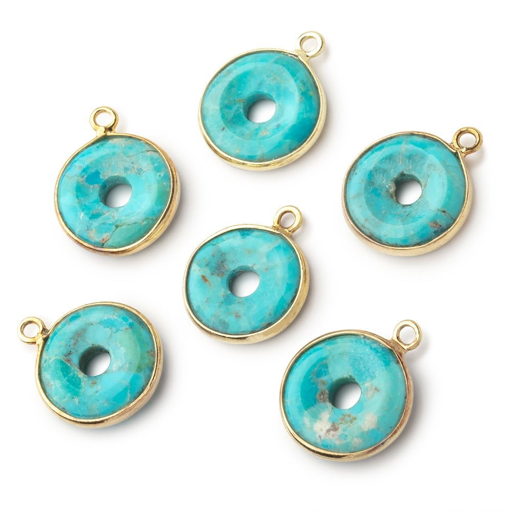 13mm Vermeil Bezel Turquoise Howlite Coin with Void 1 Pendant - Beadsofcambay.com