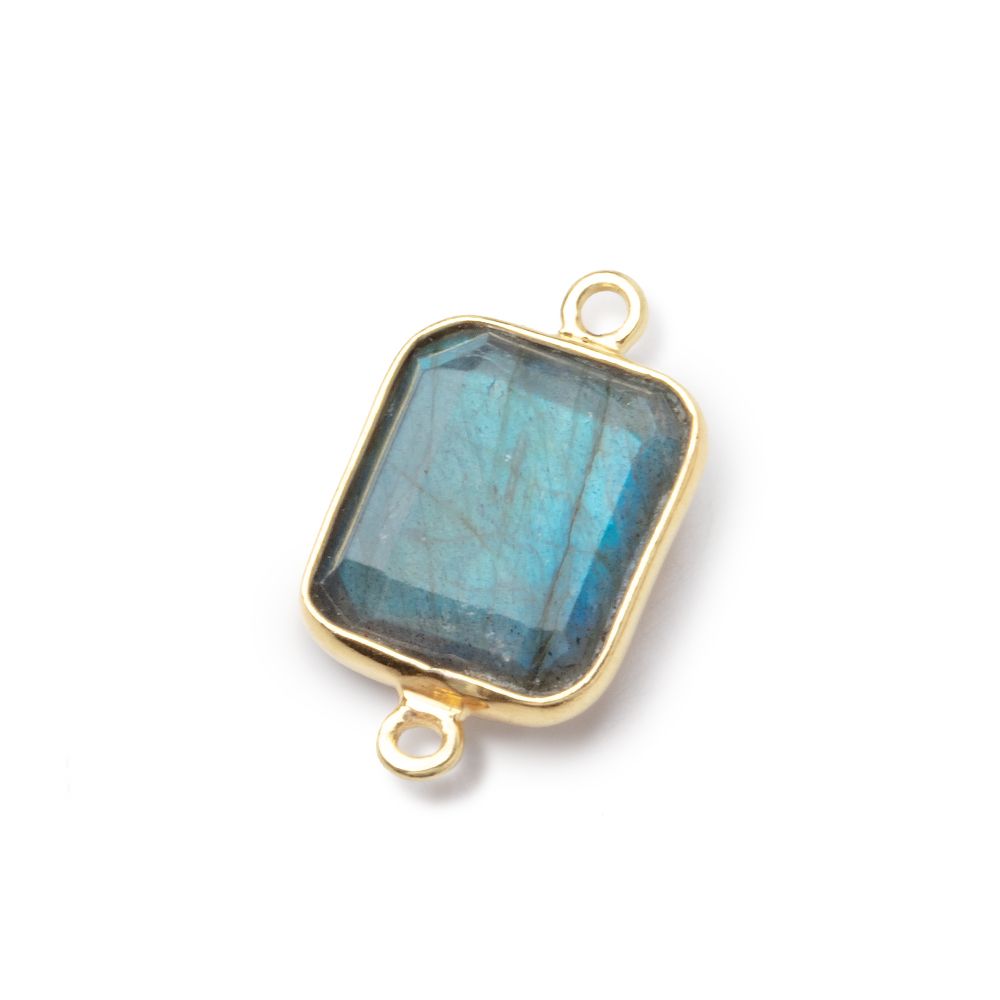 13x11mm Vermeil Bezel Labradorite Rectangle Connector 1 piece - Beadsofcambay.com