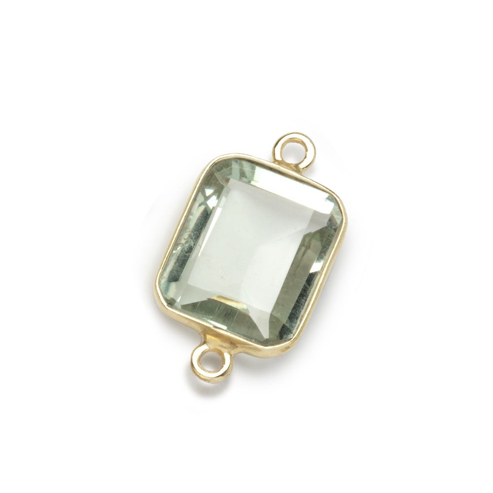 13x11mm Vermeil Bezel Prasiolite Rectangle Connector 1 piece - Beadsofcambay.com