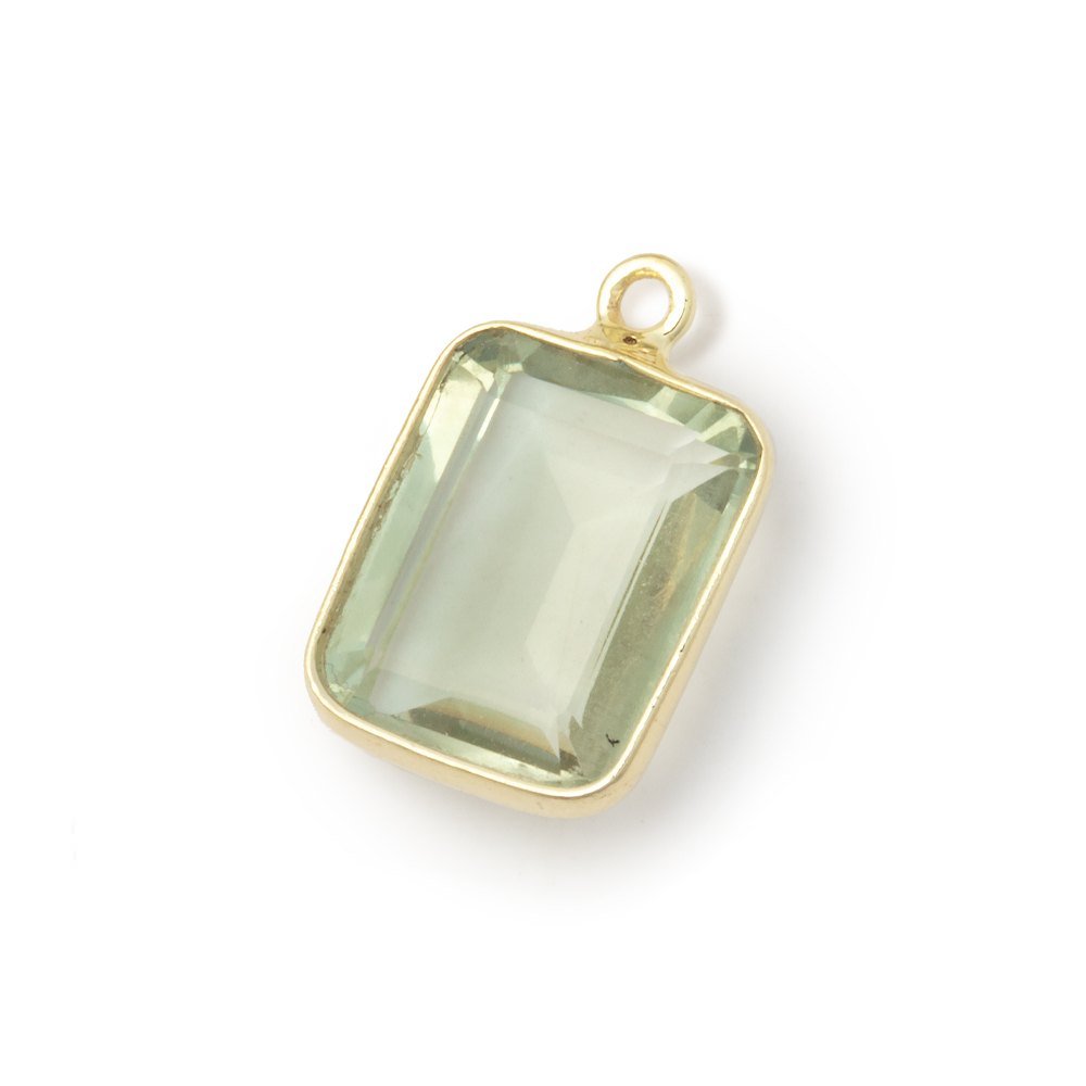 13x11mm Vermeil Bezel Prasiolite Rectangle Pendant 1 piece - Beadsofcambay.com
