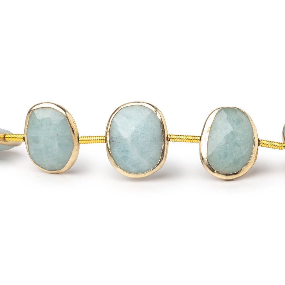 13x9 - 13x11mm Vermeil Bezel Aquamarine Faceted Nugget Strand 12 Beads - Beadsofcambay.com