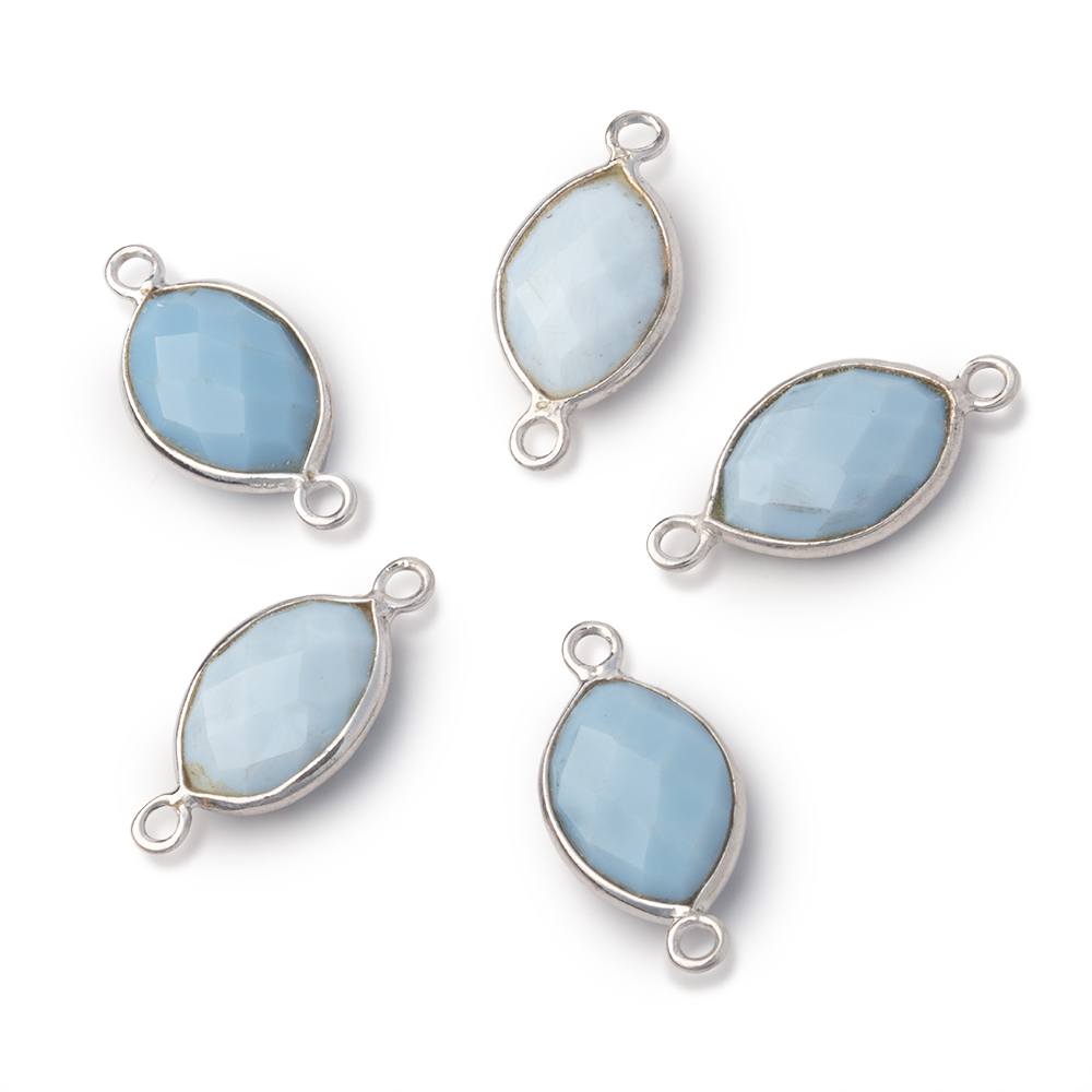 13x9mm Sterling Silver Bezel Owyhee Denim Opal Faceted Marquise 1 Connector - Beadsofcambay.com