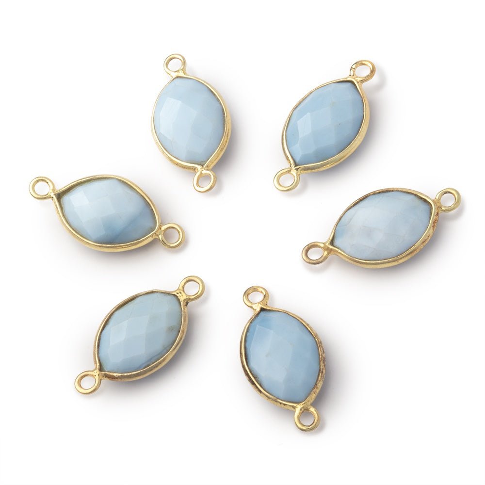 13x9mm Vermeil Bezel Owyhee Denim Opal Faceted Marquise 1 Connector - Beadsofcambay.com