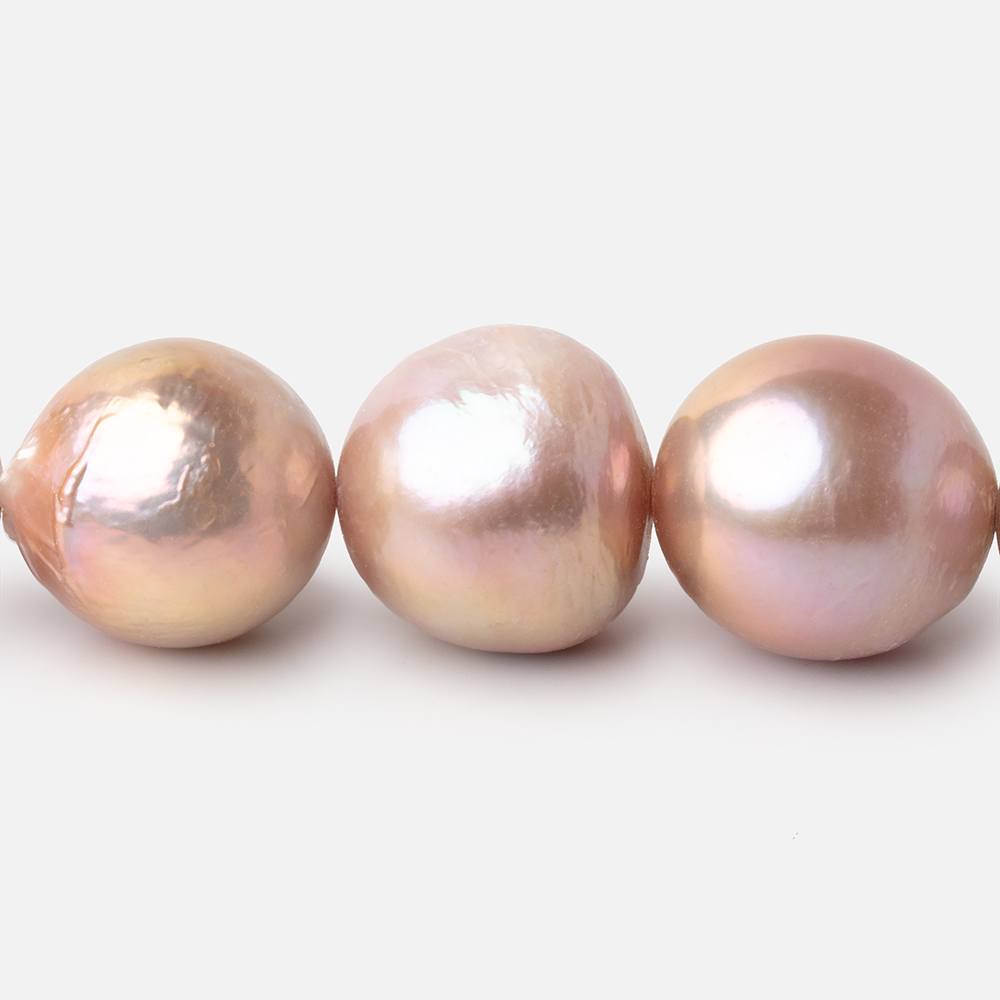 14 - 16mm Golden Pink Baroque Freshwater Pearls 15.75 inch 27 Beads - Beadsofcambay.com