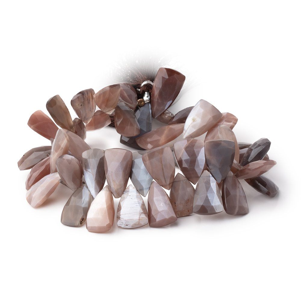 14 - 18mm Chocolate Moonstone Faceted Triangular Point 8 inch 45 Beads - Beadsofcambay.com