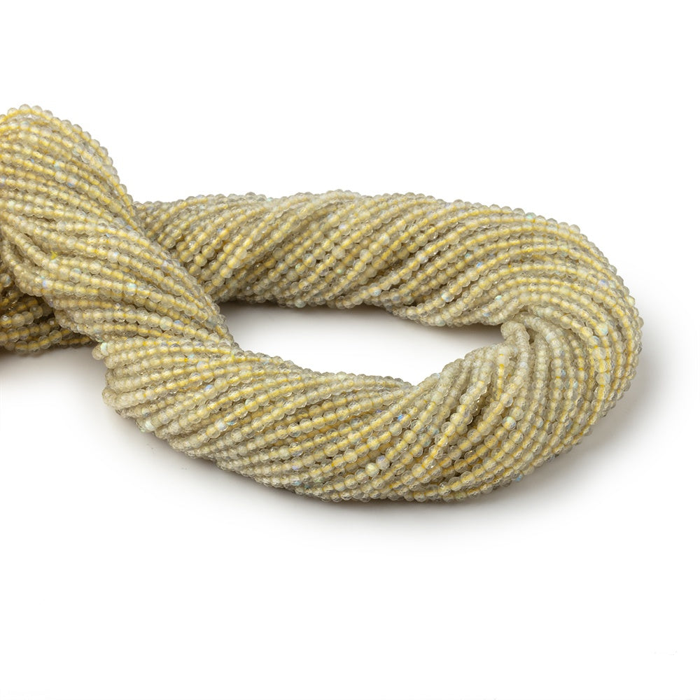 2mm Olive Labradorite Micro Faceted Round Beads 12.5 inch 170 pieces - BeadsofCambay.com