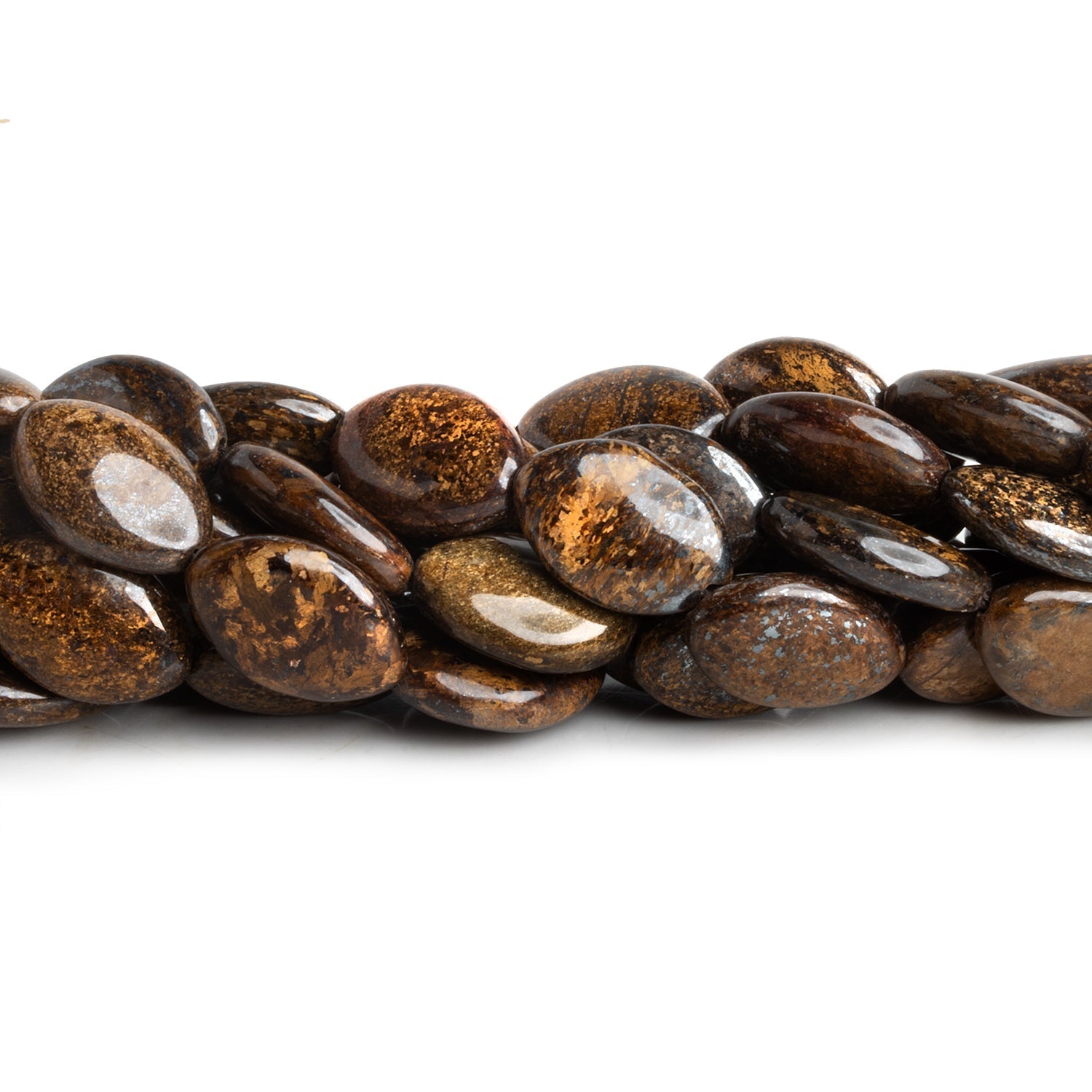 14x10mm Bronzite plain oval beads 15.5 inch 22 pieces - Beadsofcambay.com