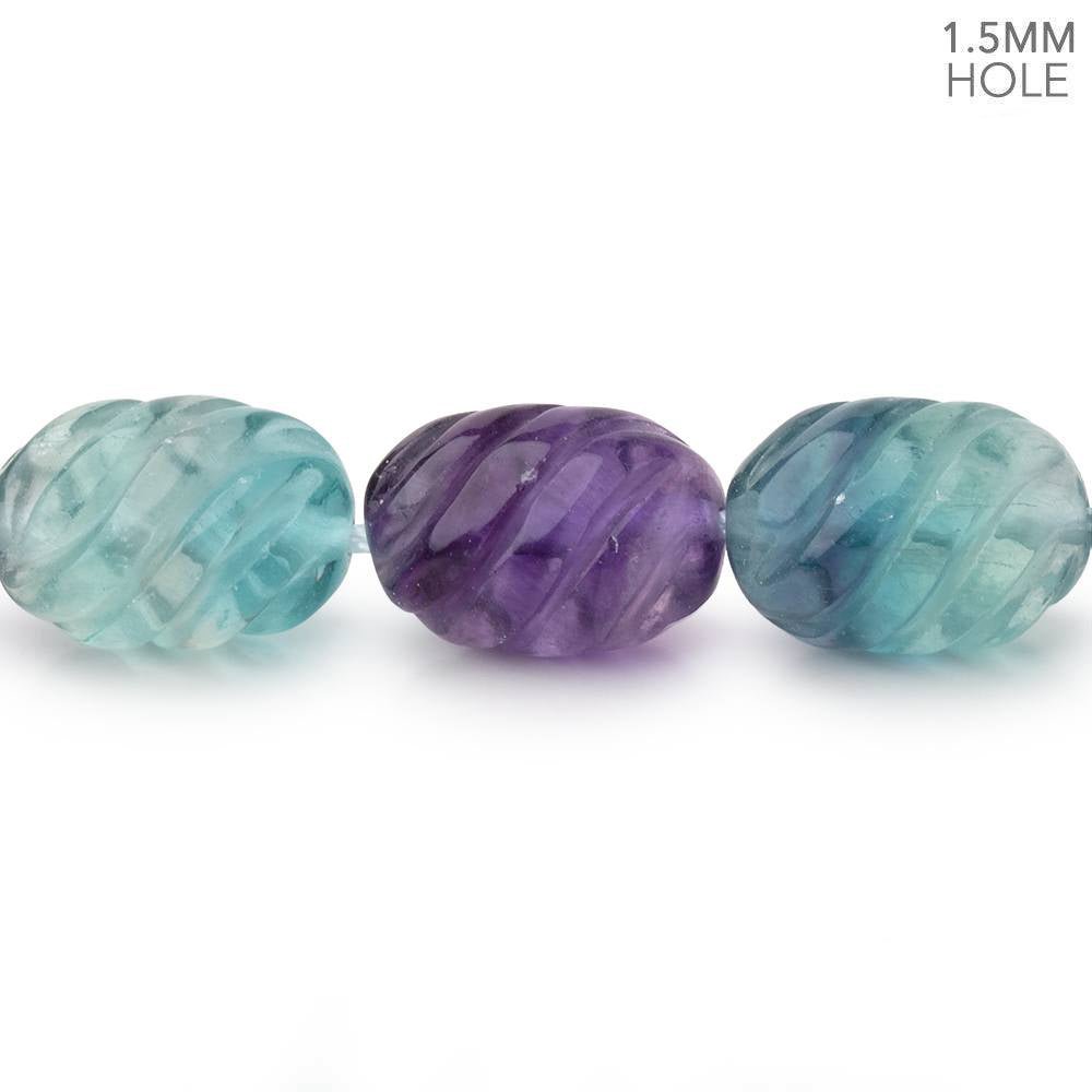 14x10mm Fluorite Carved Oval 15.5 inch 27 Beads with 1.5mm Holes - Beadsofcambay.com