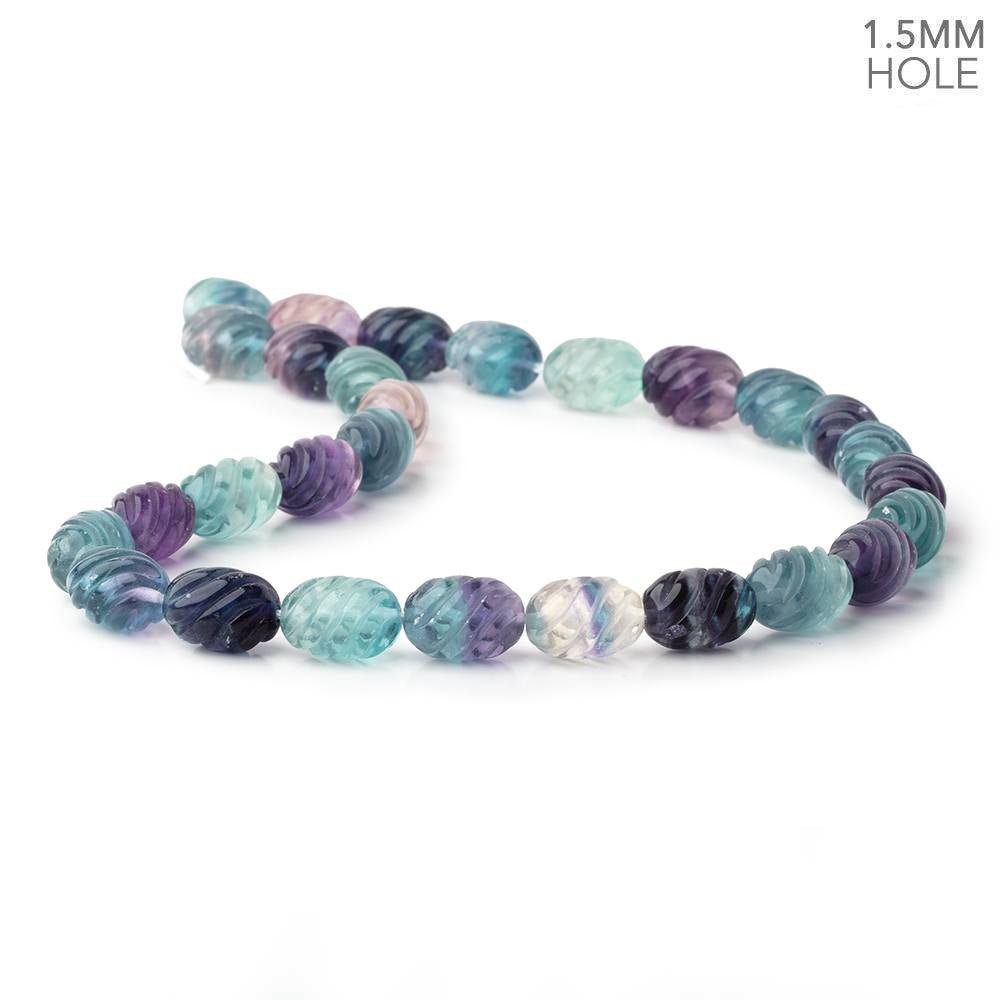 14x10mm Fluorite Carved Oval 15.5 inch 27 Beads with 1.5mm Holes - Beadsofcambay.com