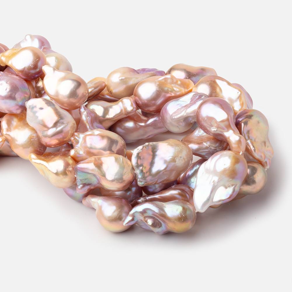 14x24 - 15x26mm Lilac Peach Ultra Baroque Freshwater Pearls 16 inch 15 Beads AA - Beadsofcambay.com