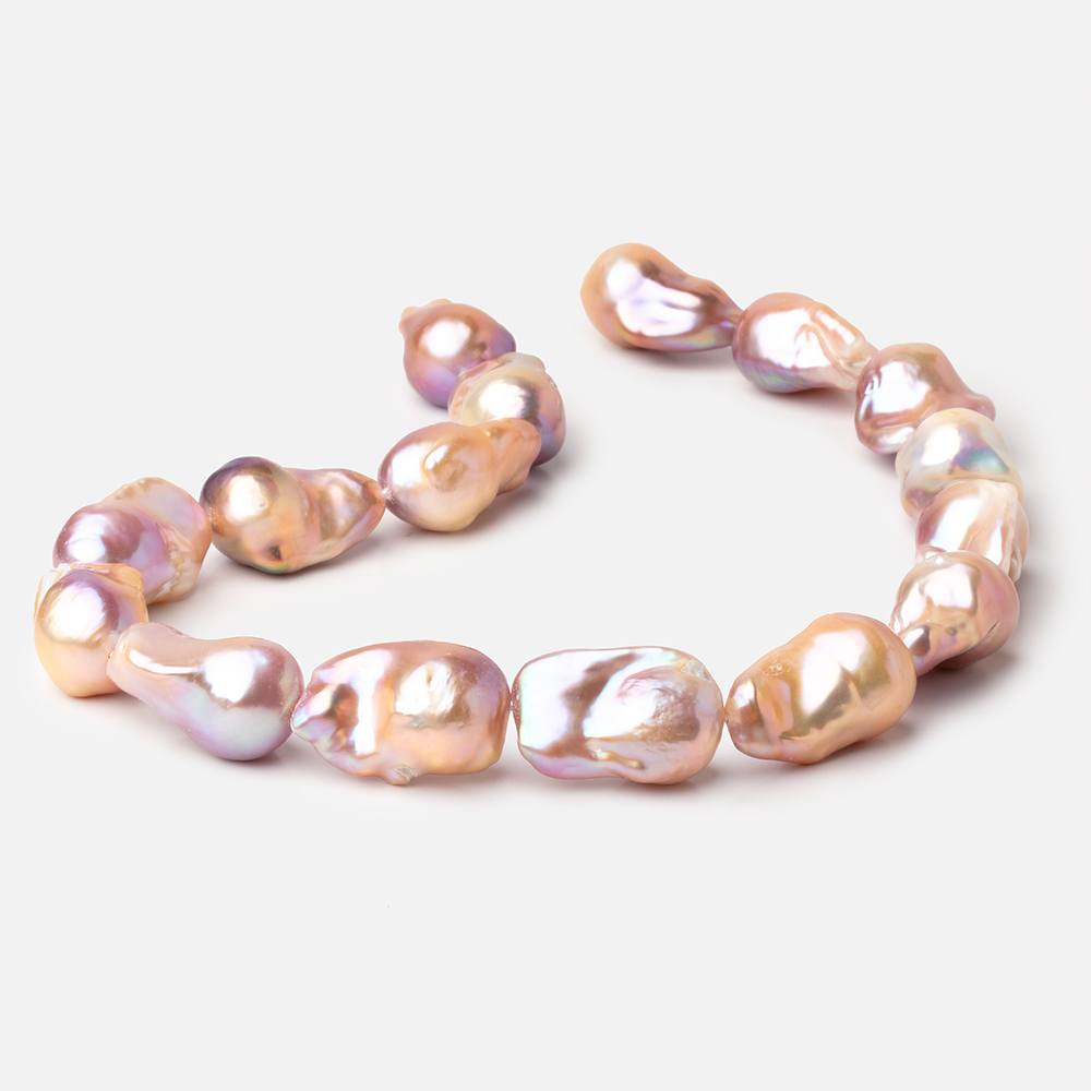 14x24 - 15x26mm Lilac Peach Ultra Baroque Freshwater Pearls 16 inch 15 Beads AA - Beadsofcambay.com