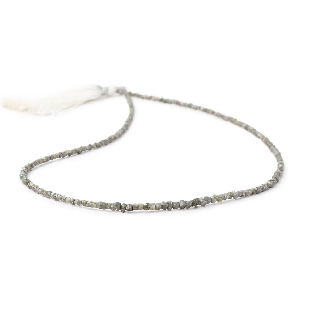 1.5 - 2.5mm Greenish Gray Raw Diamond Cube Beads 15 inch 230 pieces - Beadsofcambay.com