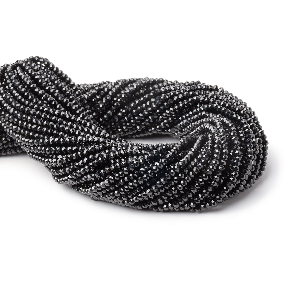 3mm Black Spinel Micro Faceted Rondelles 12.5 inch 130 Beads AAA - BeadsofCambay.com