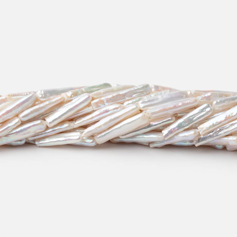 15.5-25mm Creamy White Rectangle Freshwater Pearls 15 inch 16 beads - Beadsofcambay.com