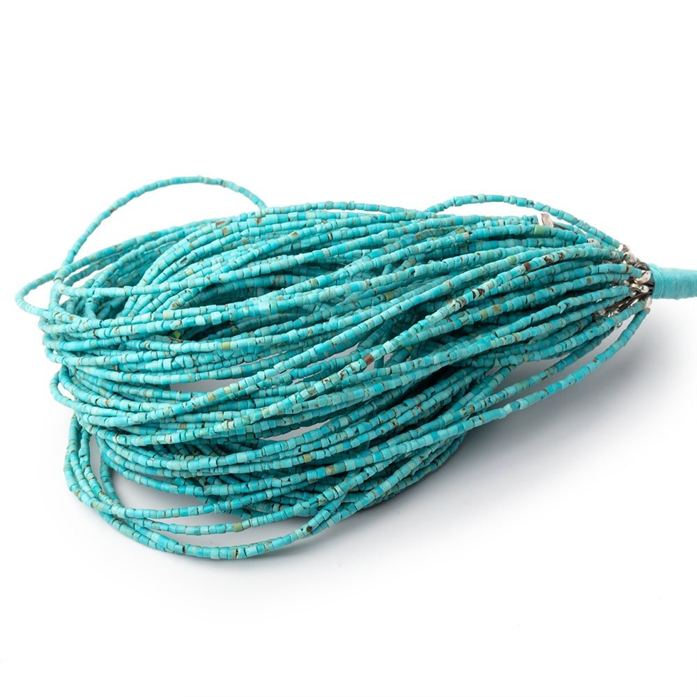 1.5mm Turquoise Howlite Hand - Cut Plain Tube Beads 11 inch 235 pieces - Beadsofcambay.com