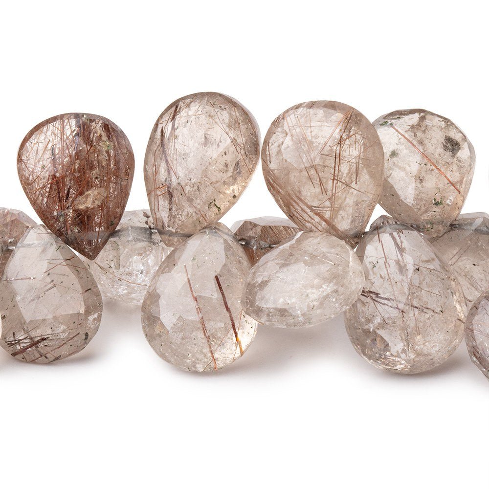 15x11 - 20x13mm Copper Rutilated Quartz Faceted Pear 8 inch 48 Beads - Beadsofcambay.com