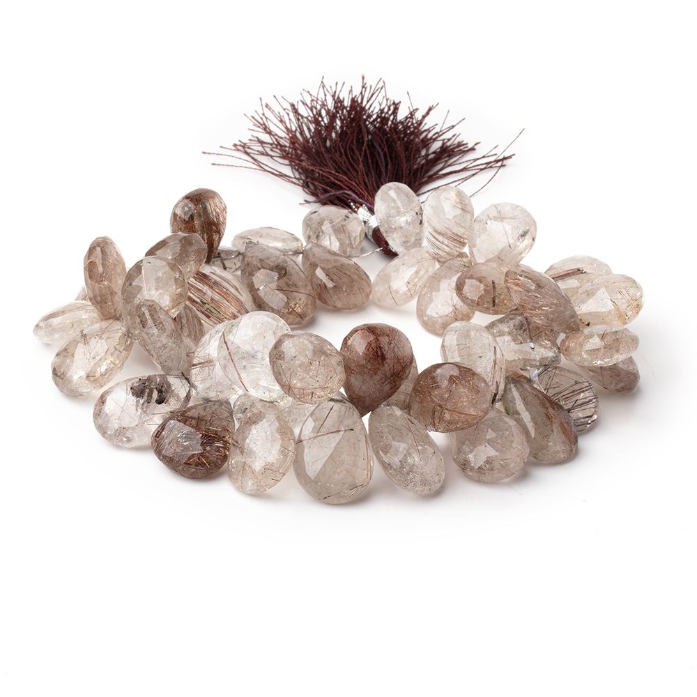 15x11 - 20x13mm Copper Rutilated Quartz Faceted Pear 8 inch 48 Beads - Beadsofcambay.com