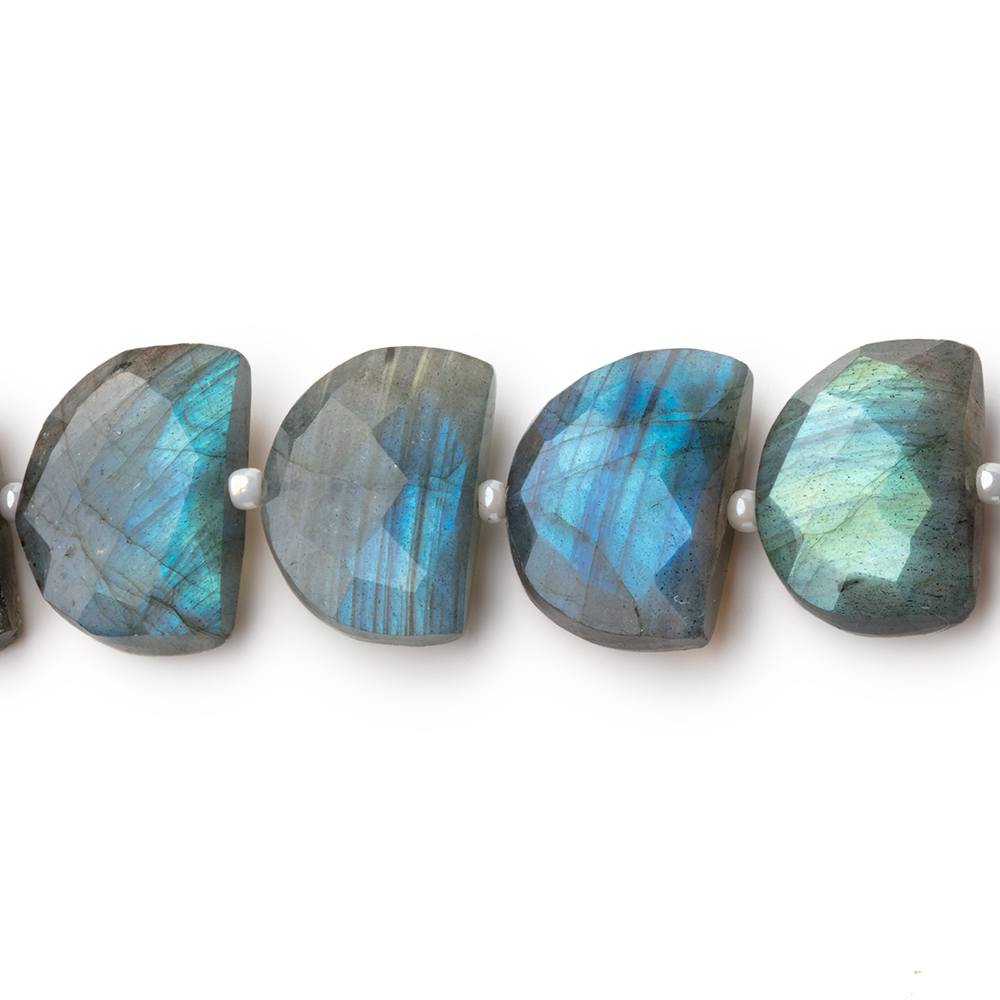 15x11mm Labradorite Faceted Half Moon Beads 16 inch 32 pieces AA - Beadsofcambay.com