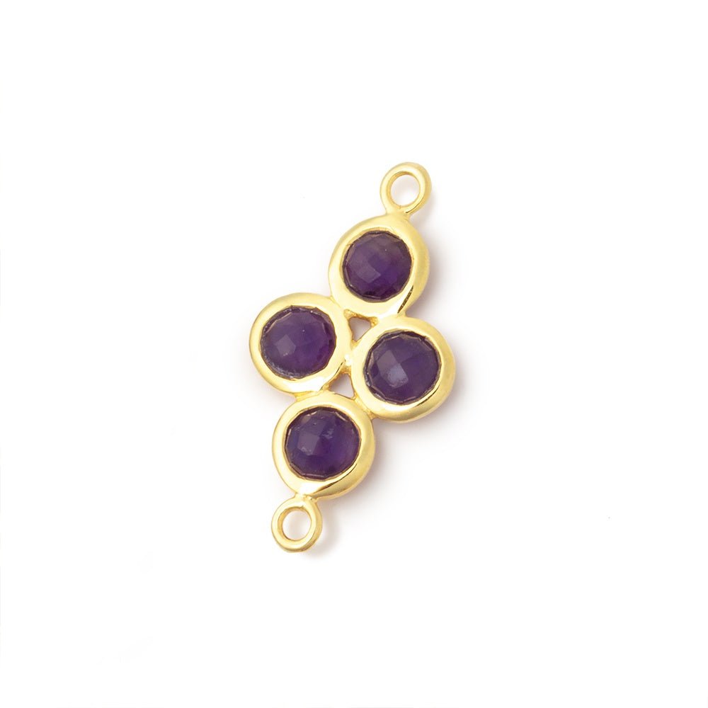 15x11mm Vermeil Bezel Amethyst Four Stone Connector 1 focal - Beadsofcambay.com