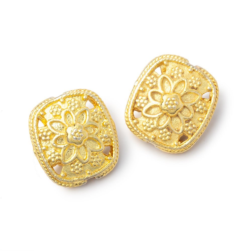 15x13mm Floral Design Cushion Set of 2 Beads - Beadsofcambay.com