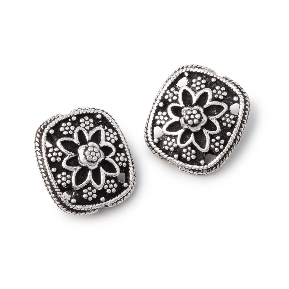 15x13mm Floral Design Cushion Set of 2 Beads - Beadsofcambay.com