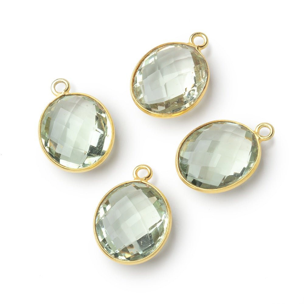 15x13mm Vermeil Bezel Prasiolite Faceted Oval Pendant 1 piece - Beadsofcambay.com