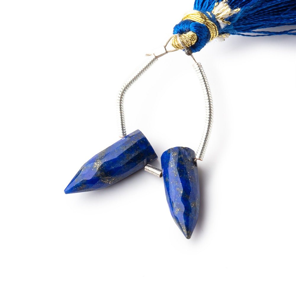15x5mm Lapis Lazuli Faceted Spike Focal Set of 2 Beads - Beadsofcambay.com