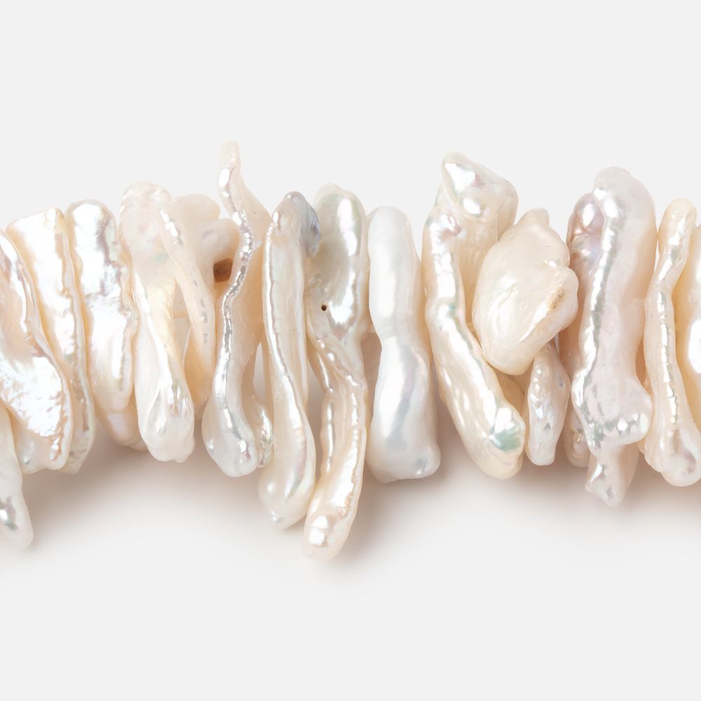 15x7 - 24x14mm Cream Center Drill Biwa Freshwater Pearls 15 inch 110 beads - Beadsofcambay.com