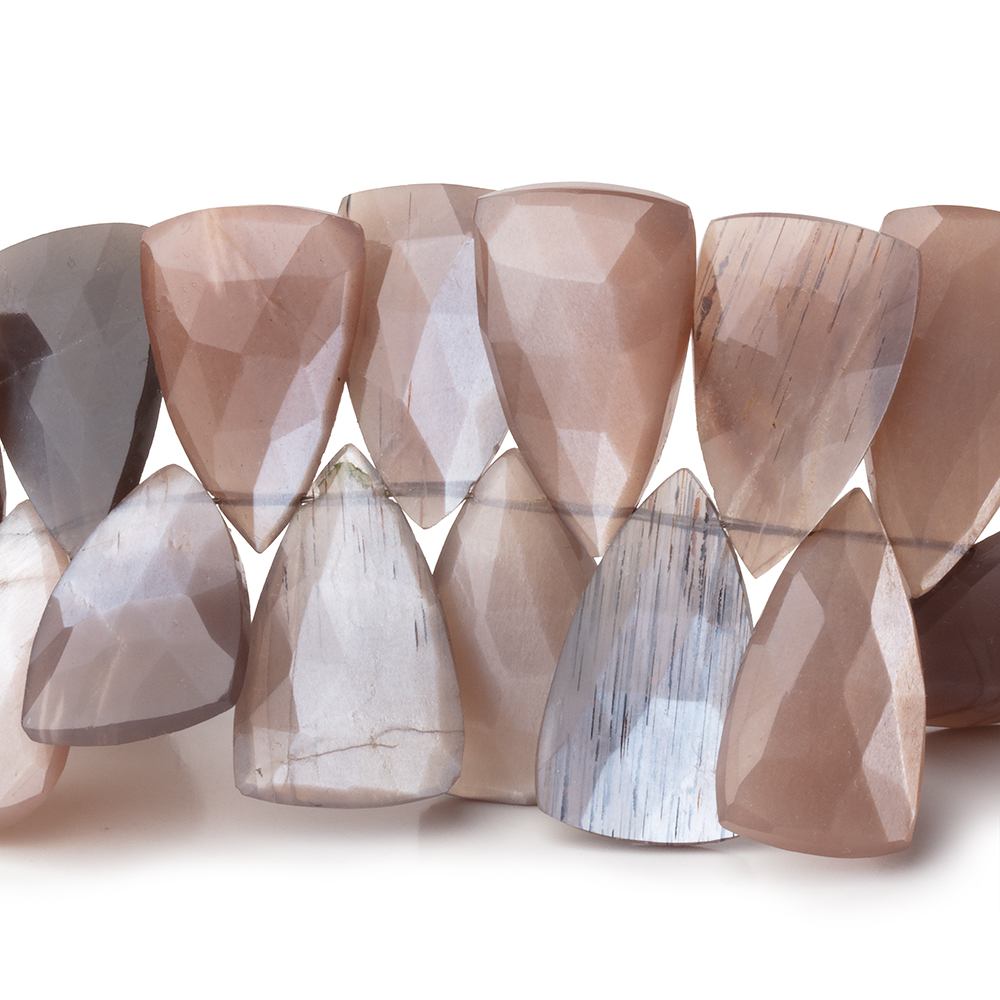 16 - 22mm Chocolate Moonstone Faceted Triangular Point 8 inch 42 Beads - Beadsofcambay.com