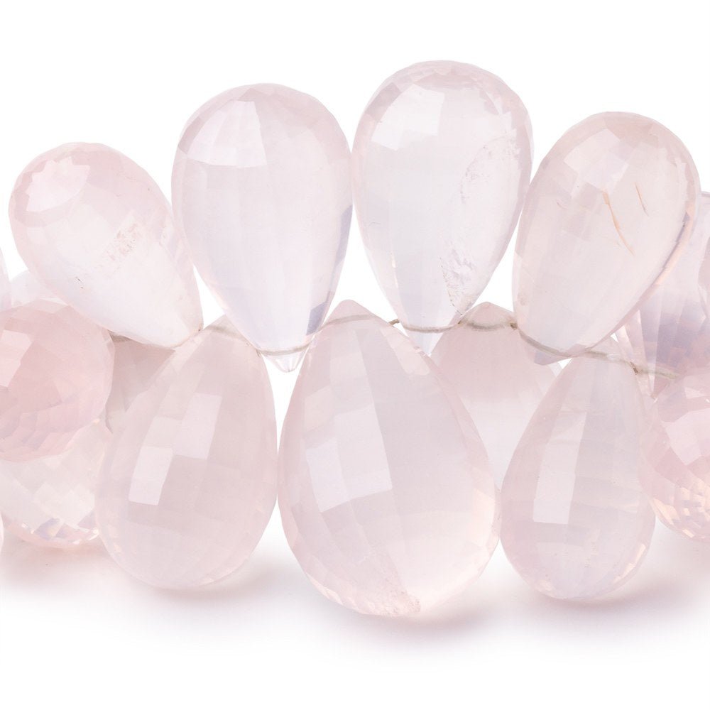 16-27mm Rose Quartz Faceted Tear Drop 7.5 inch 46 Beads AA - Beadsofcambay.com