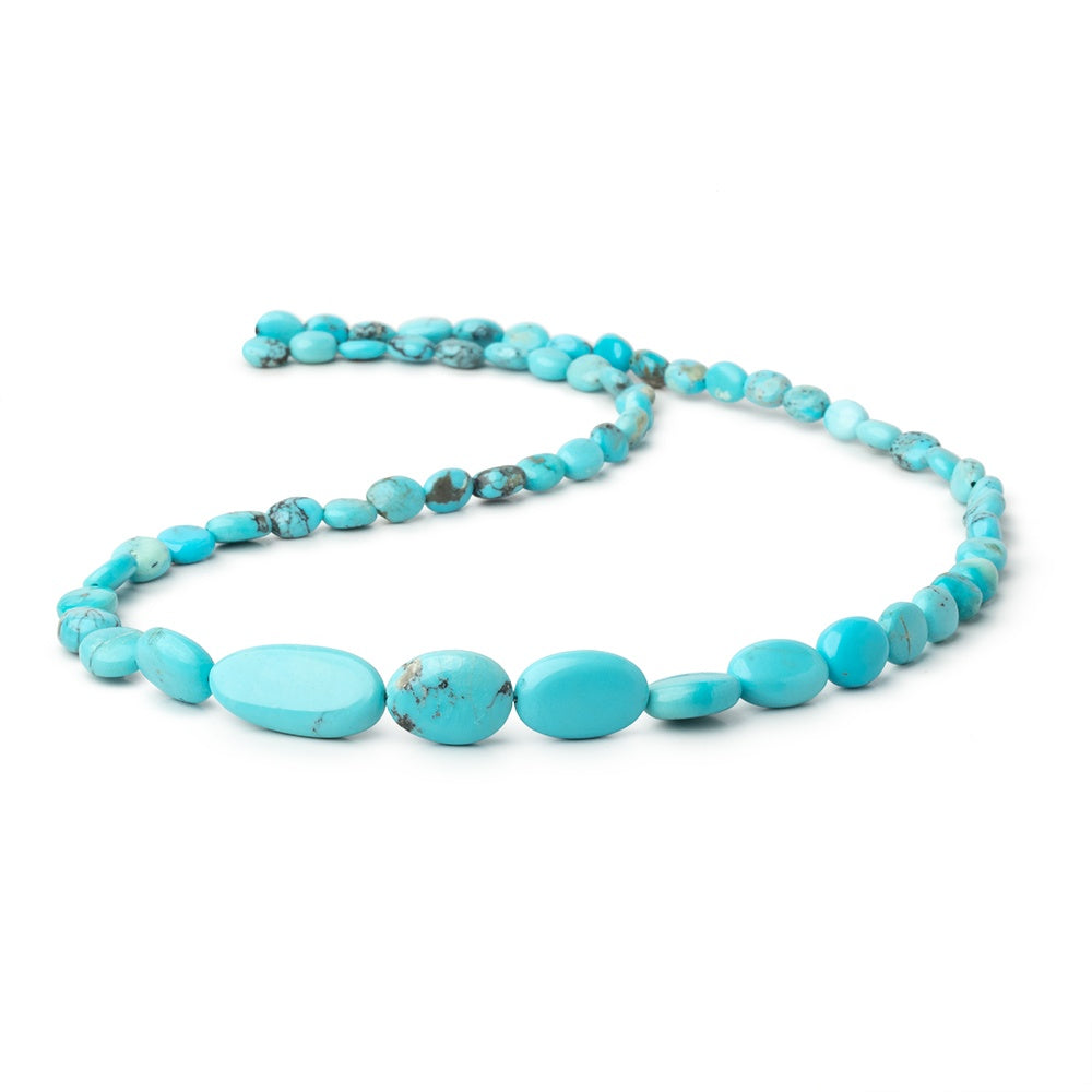 6-20mm Turquoise Plain Oval Beads 18 inch 60 pieces - BeadsofCambay.com